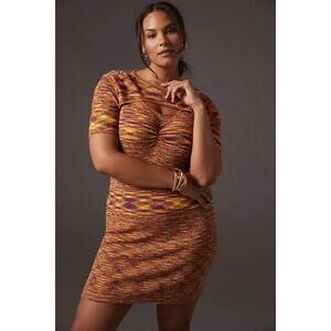 NWT Anthropologie Current Air Ribbed Cutout Mini Dress Womens 1X Y2K Event Chic